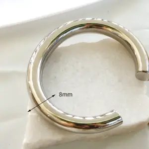 Steel-colored 8mm Open Bangle