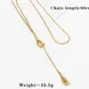 PVD Coated Real Gold Plated 16K White Plating Water Droplets 304 Stainless Steel Simple Style Waterproof Non Tarnish Pendant Necklace