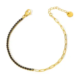 S152 Semi-Diamond Bracelet (Gold and Black)