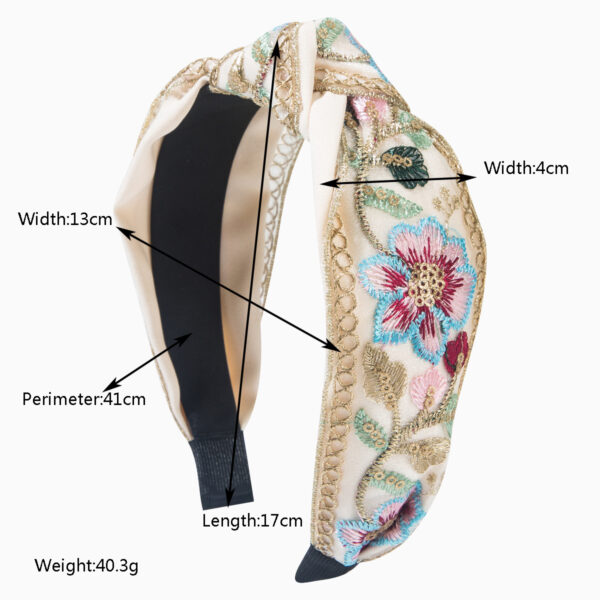 Wholesale Korean Style Light Luxury Satin Mesh Embroidered Headband Chinese Style High Cranial Top Wide Side Internet Celebrity Fashionable Daily Exterior Headwear