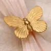 PVD Coated Real Gold Plated 18K Gold Heart Shape Flower Butterfly 304 Stainless Steel Sweet IG Style Waterproof Non Tarnish Rings