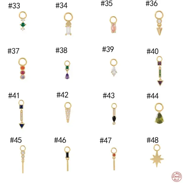 1 Piece 925 Sterling Silver Zircon Geometric Star Moon Drop Earrings