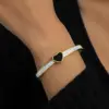 Wholesale Elegant Classic Style Heart Shape 304 Stainless Steel Zircon Bangle In Bulk
