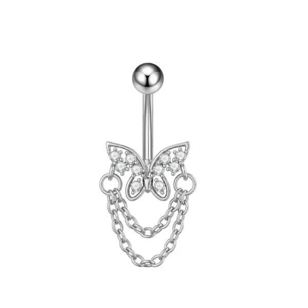 1 Piece 316 Stainless Steel Zircon Belly Rings Star Flower Butterfly Unisex