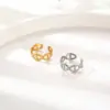 Wholesale PVD Coated Real Gold Plated 18K Gold Solid Color 304 Stainless Steel Simple Style Commute Waterproof Non Tarnish Open Rings