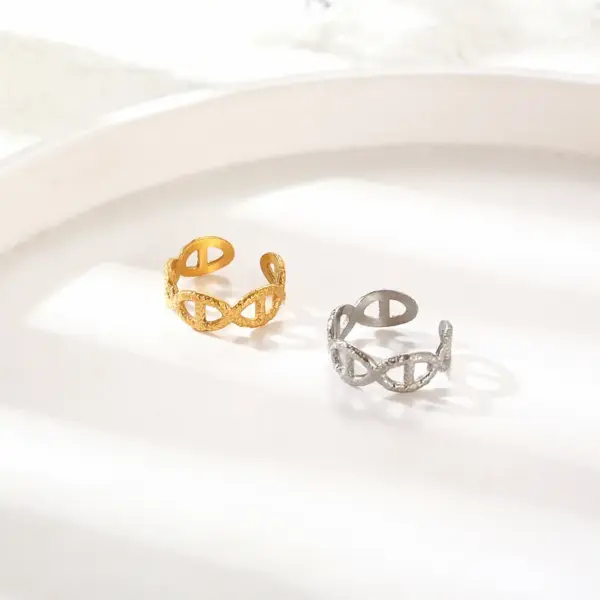 Wholesale PVD Coated Real Gold Plated 18K Gold Solid Color 304 Stainless Steel Simple Style Commute Waterproof Non Tarnish Open Rings
