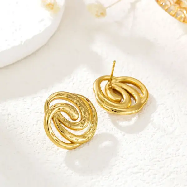 Wholesale 1 Pair Casual Vacation Irregular Geometric Curve Hollow Out 304 Stainless Steel Imitation Gold Electroplating Ear Studs