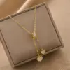 Wholesale Real Gold Plated Heart Shape 304 Stainless Steel Sweet Waterproof Non Tarnish Pendant Necklace