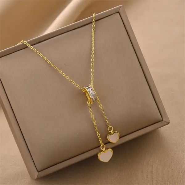 Wholesale Real Gold Plated Heart Shape 304 Stainless Steel Sweet Waterproof Non Tarnish Pendant Necklace