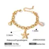 PVD Coated Real Gold Plated 18K Starfish Shell 304 Stainless Steel Basic Vacation Classic Style Waterproof Non Tarnish Bracelets