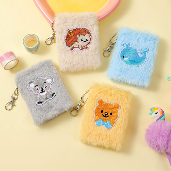 Wholesale Cartoon Embroidered Pocket Mini Plush Notebook