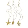 Wholesale 316L Stainless Steel Tortoise Starfish Conch Waterproof Non Tarnish Surgical Steel Marine Style Pendant Necklace For Women's