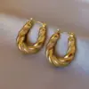 PVD Coated Real Gold Plated 18K Gold Twist Titanium Steel Simple Style Classic Style Waterproof Non Tarnish Ear Studs