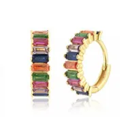 round Ring Earrings/Colorful Crystals/Yellow / Gold