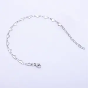 Horizontal peach heart / Anklet 21 5cm