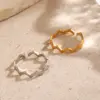 Wholesale Ion Plating (IP) 18K Gold Plated Waves Lines 304 Stainless Steel Elegant Glam Hip-Hop Waterproof Non Tarnish Open Rings