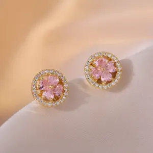 E0005 Gold Pink Earrings