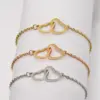 Wholesale PVD Coated 18K Gold Real Gold Plated Heart Shape Stainless Steel Sweet Waterproof Non Tarnish 304 Stainless Steel Bracelets