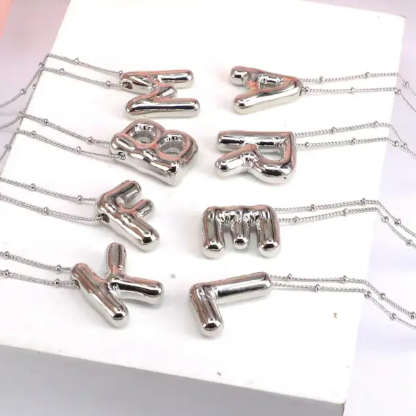 Wholesale Hip-hop Simple Style Classic Style Letter Copper Silver Plated Pendant Necklace In Bulk