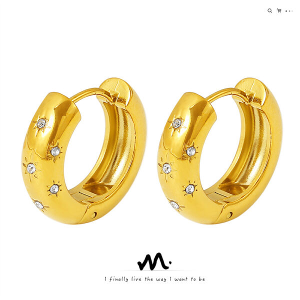 oly-b60675aaae6bce05764a197d90992de4 Wholesale French retro temperament micro diamond round eight mangxing titanium steel ear ring cross-border hot 18K real gold ring ear buckle