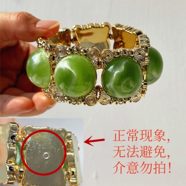 Wholesale Acrylic Handmade Inlaid Cat's Eye Stone Bracelet Geometric Handmade Beaded Bangle