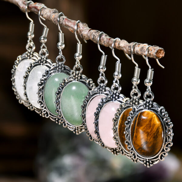 Wholesale European and American Retro Hollow Pink Crystal Pendant Earrings Autumn and Winter Niche Light Luxury High-End Earrings Wholesale Cross-Border Jewelry