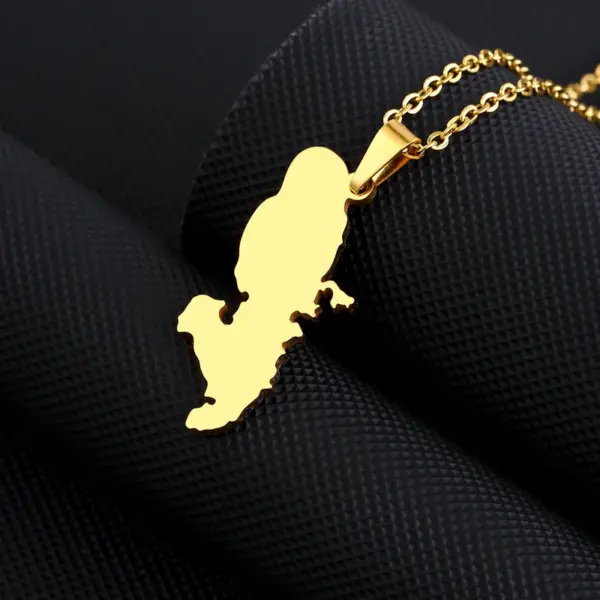 Wholesale Map Map Of Martinique 201 Stainless Steel 304 Stainless Steel Vintage Style 304 Stainless Steel Pendant Necklace