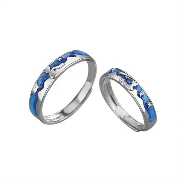 Wholesale Couple Copper Epoxy Cartoon Star Fox Rings Wedding Jewelry