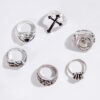 Wholesale Punk style cross skull ring set