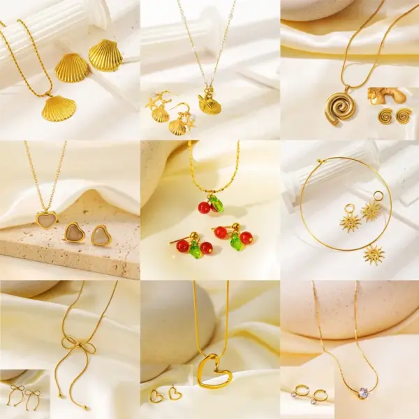 Wholesale Jewelry Simple Style Classic Style Geometric Titanium Steel Plating Jewelry Set Cable Chain