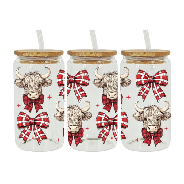 Wholesale Red Christmas Tree 16oz Cup UV DTF Wraps