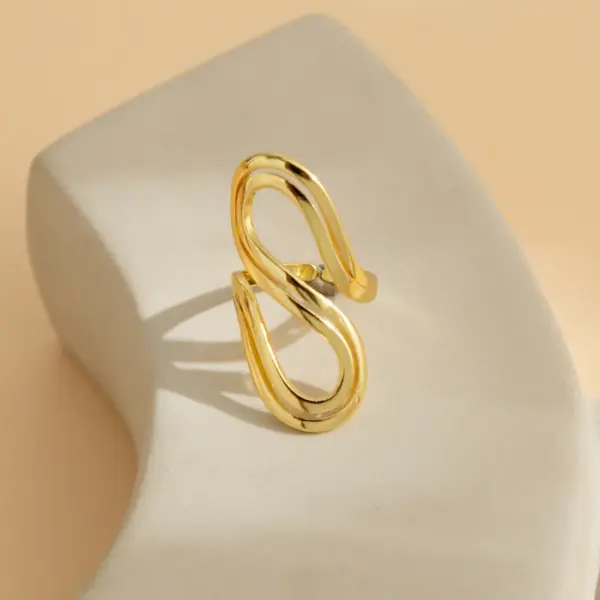 Wholesale Jewelry IG Style Simple Style Geometric Waves 304 Stainless Steel 18K Gold Plated Open Rings