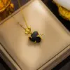 Wholesale PVD Coated Real Gold Plated Heart Shape Stainless Steel Classic Style Waterproof Non Tarnish Titanium Steel Pendant Necklace