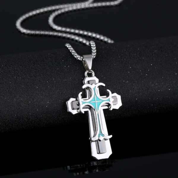 Wholesale Ins Style Necklace Men's Versatile Cross Sweater Chain Internet Celebrity Trendyy Aessories Titanium Steel Necklace