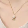 Simple Style Flower Copper Zircon Pendant Necklace In Bulk
