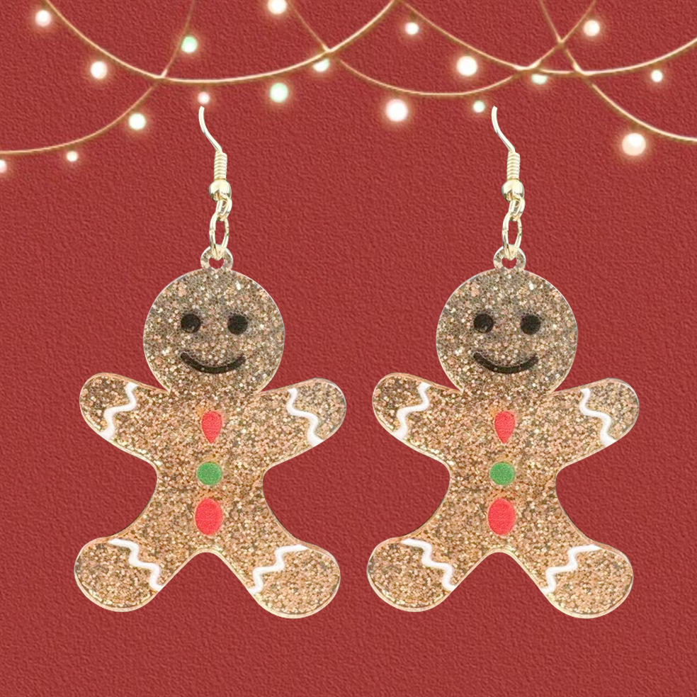 Wholesale Christmas gingerbread man acrylic earrings
