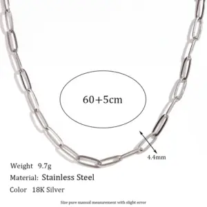 4.4mm Clip Chain-Steel Necklace-60cm+5cm