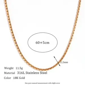 2.2mm Hammer round Artificial Pearl Chain-Gold Necklace
