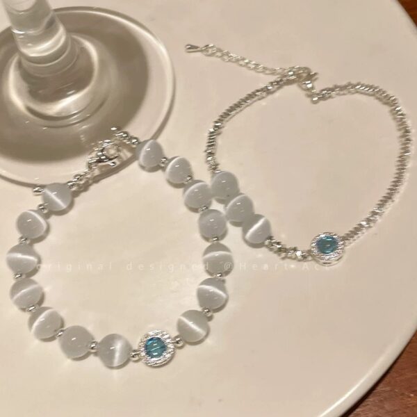 oly-b645794be25a08fe6cda31b944d2cf22 Wholesale Undersea and Starry Sky Natural Cat's Eye Shattered Sier Beaded Bracelet Light Luxury High-end Celebrity Bracelet Internet Celebrity Elegant Women