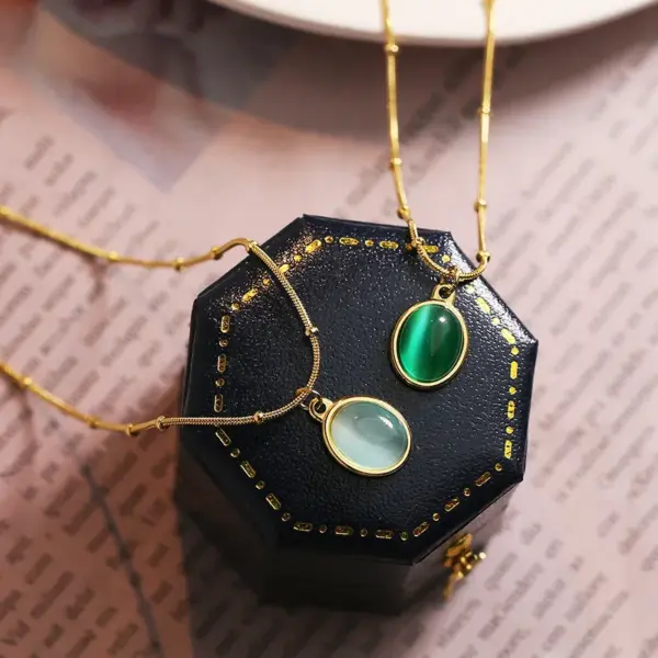 Wholesale Simple Style Geometric Titanium Steel Tassel Plating Zircon Pendant Necklace 1 Piece