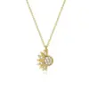 Wholesale Jewelry Classic Style Sun Moon Copper Zircon Pendant Necklace