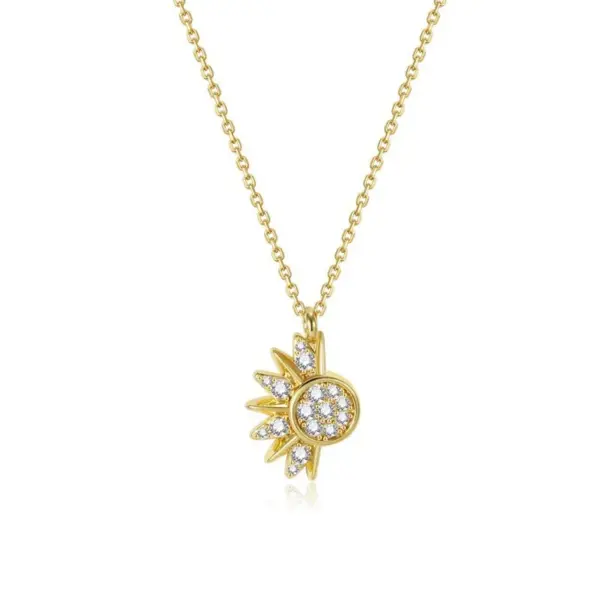 Wholesale Jewelry Classic Style Sun Moon Copper Zircon Pendant Necklace