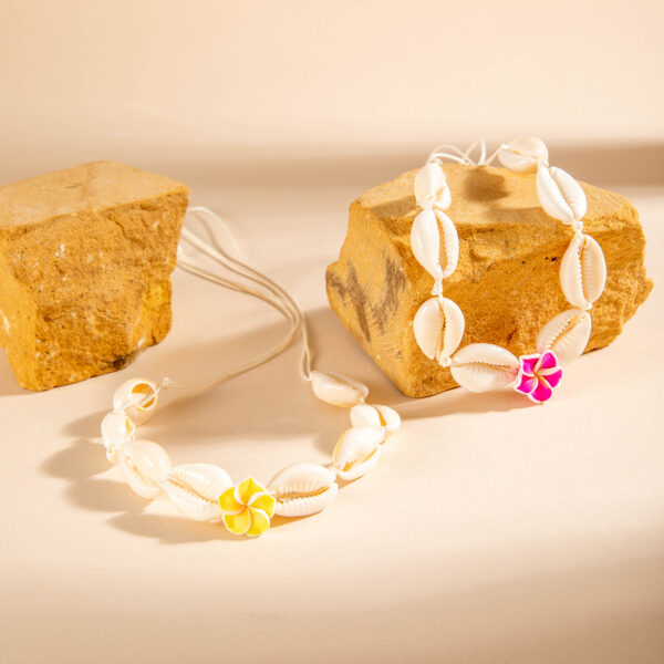 Wholesale European and American Cross-border Ocean Beach Holiday Style Rice Beads Two-piece Simple Contrast Color Shell Hand-woven Anklet