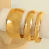 Ion Plating (IP) Real Gold Plated 18K Circle Round Customization Laser Engraving 304 Stainless Steel Exaggerated Simple Style Waterproof Non Tarnish Bangle