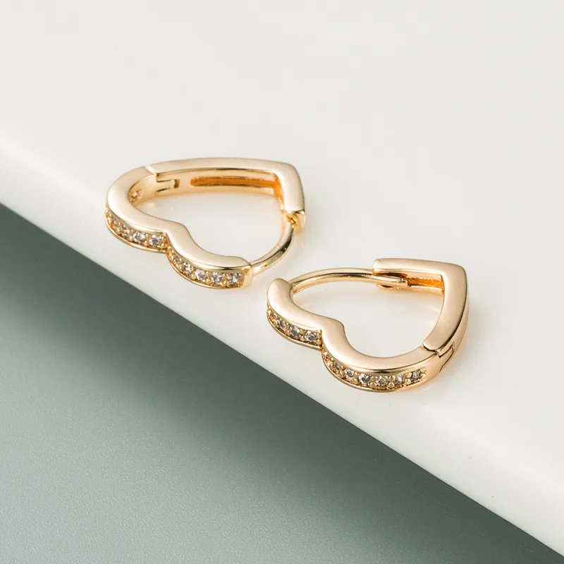 Wholesale Fashion Heart Copper Artificial Gemstones Copper Earrings