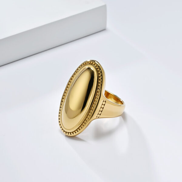 Wholesale European and American simple light luxury oval large smooth titanium steel ring women's temperament exaggerated high-end fashion wearing food ring