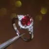 Wholesale Classic Fashion Copper Inlaid Red Zircon Oval Ring