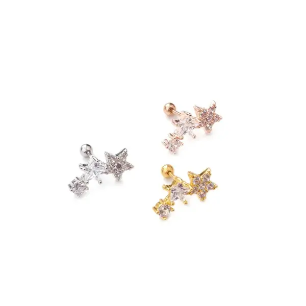 Wholesale Copper Ear Cartilage Rings & Studs Star Waterproof Non Tarnish Surgical Steel