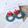 Wholesale Enameled Christmas wreath earrings