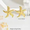 304 Stainless Steel Plastic Starfish Conch Shell Electroplating Imitation Gold Marine Style Irregular Multicolor-Golden Yellow Ear Studs